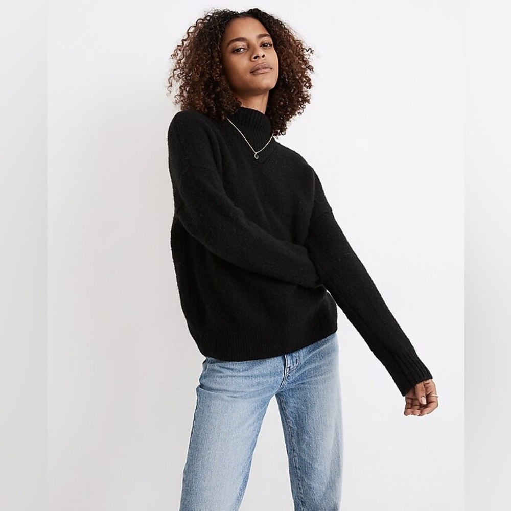 Madewell Dillon Mockneck Pullover Sweater in True Black Size XSmall